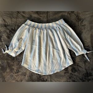 Rue21 Light Blue and White Striped Blouse